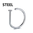 thumbnail image 3 of Silver L Shaped Screw Nose Hoop Stud 1.0x10mm Unisex Piercing Jewelry Gifts for Women, 3 of 4