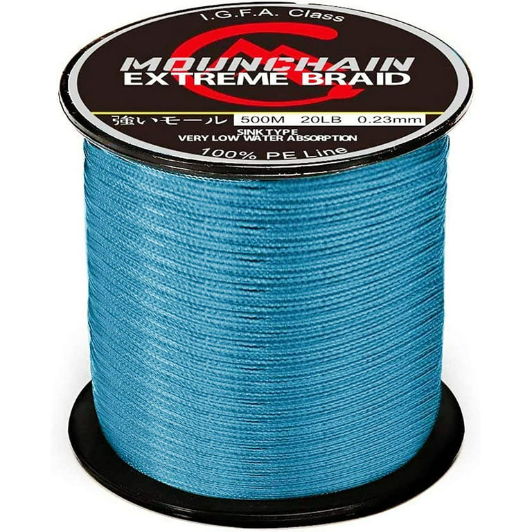 Braided Fishing Line Strong Power 100% PE 8 Strands Braided Sensitive Fishing  Line with Good Performance of Abrasion Resistance  40lb/18.2kg/0.32mm/0.012inch Blue 