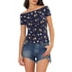 thumbnail image 1 of INSPIRAR CHIC Blusa Cortada de Manga Corta Ajustada sin Hombros S Azul Marino, 1 of 6