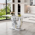 thumbnail image 2 of JUFU 63" Faux Marble Dining Table for 6, Modern Dining Room Table with Elegant White Marble Pattern, MDF Base, Scratch and Heat Resistant, Ideal for Kitchen & Dining Room, 2 of 8