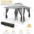 thumbnail image 6 of COBIZI 12x12 Outdoor Gazebo Pop Up Gazebo Canopy with Mosquito Netting Patio Tent Backyard Canopy with 2-Tiered Vented Top 3 Adjustable Height, Gray, 6 of 14