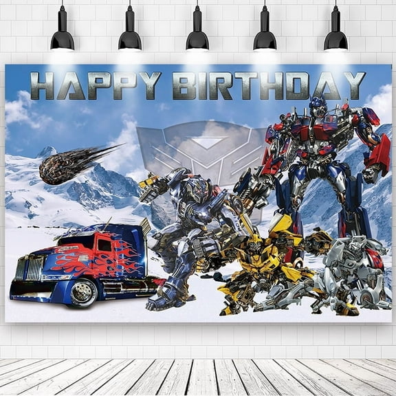 Transformers Theme Birthday Flag Background Banner Children's Party Decoration supplies Photography Photo Prop ,70.8x43.3inch.