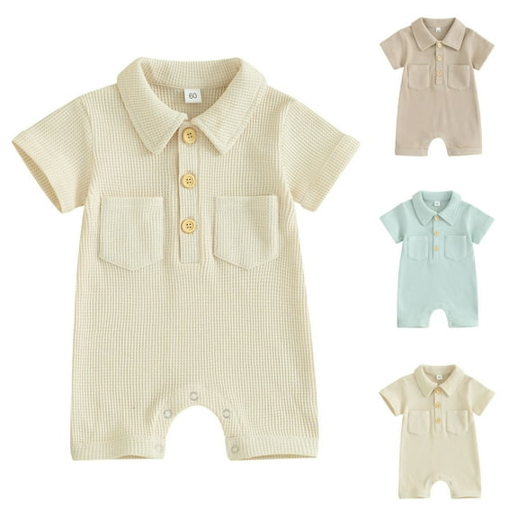 Summer Baby Girls Clothing Agkizg Baby Girls Bodysuits, Baby Girls Short Sleeve Rompers, Boys' Jumpsuit Clothes Outdoor Clothes Boys Lapel Short Sleeve Rompers