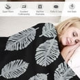 thumbnail image 3 of JRXY Palm Leaf Pattern Flannel Blanket Cozy Throws Soft Blankets for Wedding Birthday Valentines Halloween Couch Beding Picnic White, 3 of 6