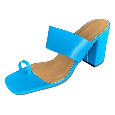 

Rdeuod Booties For Women Sandals Womens High Heels Trendy Summer Square Head Peep Toe Chunky Block