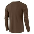 thumbnail image 7 of Kixjoy Mens Long Sleeve Tee Shirts Big and Tall Waffle Knit Henley Shirts Button Down Baggy Warm Tee Basic Casual Lightweight Mens Pullover, Coffee L, 7 of 7