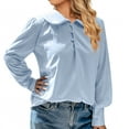thumbnail image 5 of WFJCJPAF 2025 New Product Sexy Blouses for Women Plus Size,Women's Fashion Button Solid Color Comfortable Loose Long Sleeves Blouse Casual Tops - Light Blue S, 5 of 6