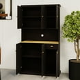 thumbnail image 3 of 71" Kitchen Pantry Storage Cabinet with Microwave Countertop, Freestanding Hutch with 6 Doors & 1 Drawer, Adjustable Shelves, Black Storage Cabinet for Kitchen Organization, 3 of 6