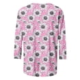 thumbnail image 4 of Edvintorg Tops Women Plus Size Fashion Floral Printed Crew Neck 3/4 Sleeve Casual Pullover Shirt Women's Blouses Womens Clothing Pink XXXL, 4 of 7