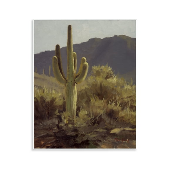 Stupell Industries Bold Cactus Mountain Overlook Landscape & Nature Painting Unframed Art Print Wall Art, 11 x 14