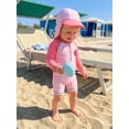 thumbnail image 4 of Toddler Girls Rash Guard Swimsuit with Sun Hat Strawberry Embroidery Plaid Print Long Sleeve Baby Bathing Suit UV Protection, 4 of 9