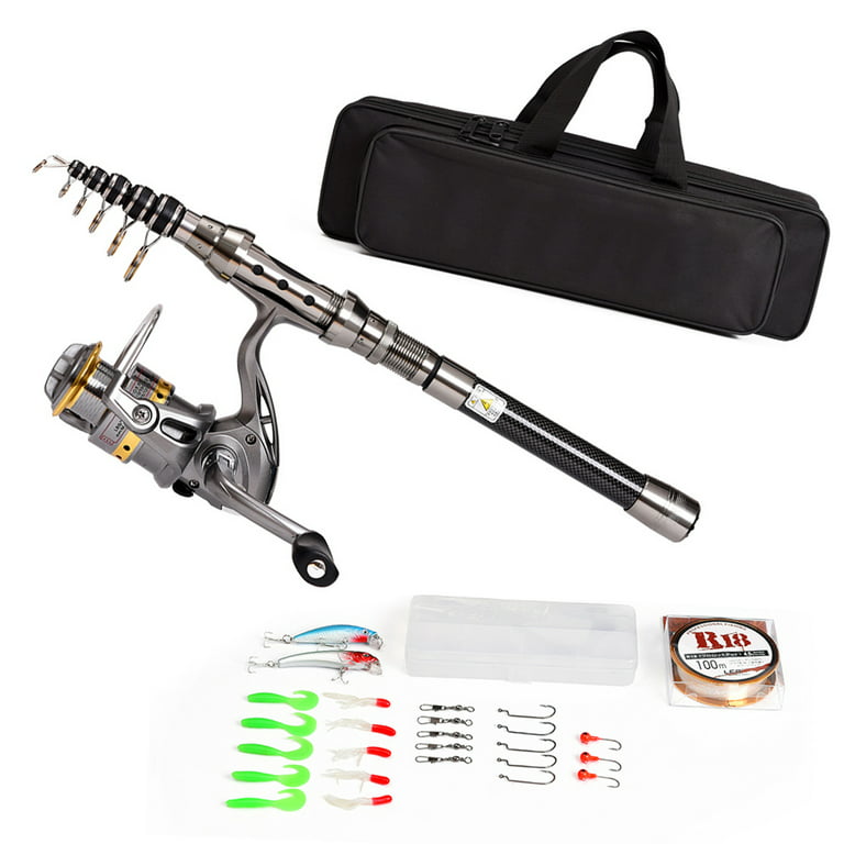 Telescopic Fishing Rod and Reel Combo Full Kit Fishing Reel Gear Organizer  Pole Set with 100M Fishing Line Lures Hooks Jig Head and Fishing Carrier
