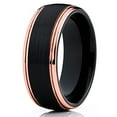 thumbnail image 2 of Tungsten Wedding Band Rose Gold Tungsten Ring Black Brushed Ring Dome Tungsten 8mm Comfort Fit, 2 of 12
