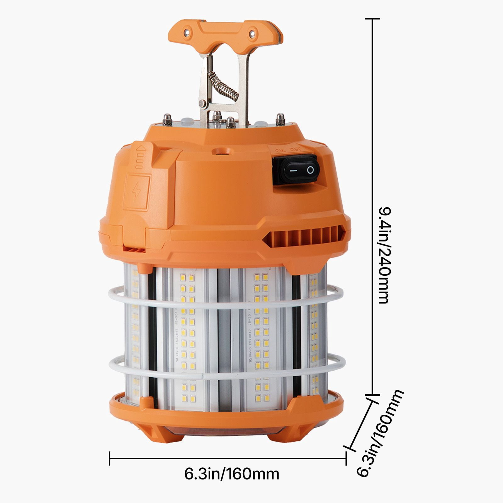 LED Temporary Work Light 60W 8200lm 360° Illumination Linkable with Metal Guard for Construction Site