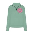 thumbnail image 3 of Mchoice Womens Sweatshirt Breast Cancer Awareness Long Sleeved Printed Half Zippered Hooded Turndown Collar Blouse Tops, 3 of 5