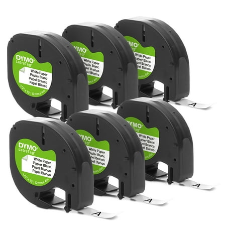 DYMO, DYM2050826, LetraTag Labelmaker 1/2" Paper Labels, 6 per Pack, White
