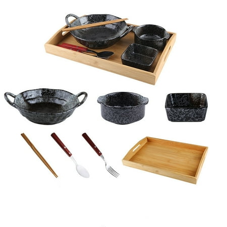 

Livesture Cutlery Set Stoneware Breakfast Bowl Bibimbap Bowl Binaural Soup Bowl F