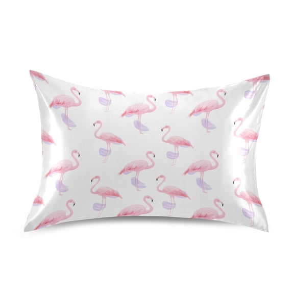 Ryvnso Satin Pillowcase Flamingos Watercolor Pillow Cases Standard Size 26x20in