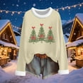 thumbnail image 5 of HOMBOM Vintage Tops for Women Christmas Dressy Casual Beige Long Sleeve Santa Fuzzy Xmas Females T Shirts, 5 of 6