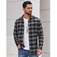 thumbnail image 5 of COOFANDY Plaid Shirt Men Flannel Shirts Long Sleeve Button Down Shirts with Pocket, 5 of 7