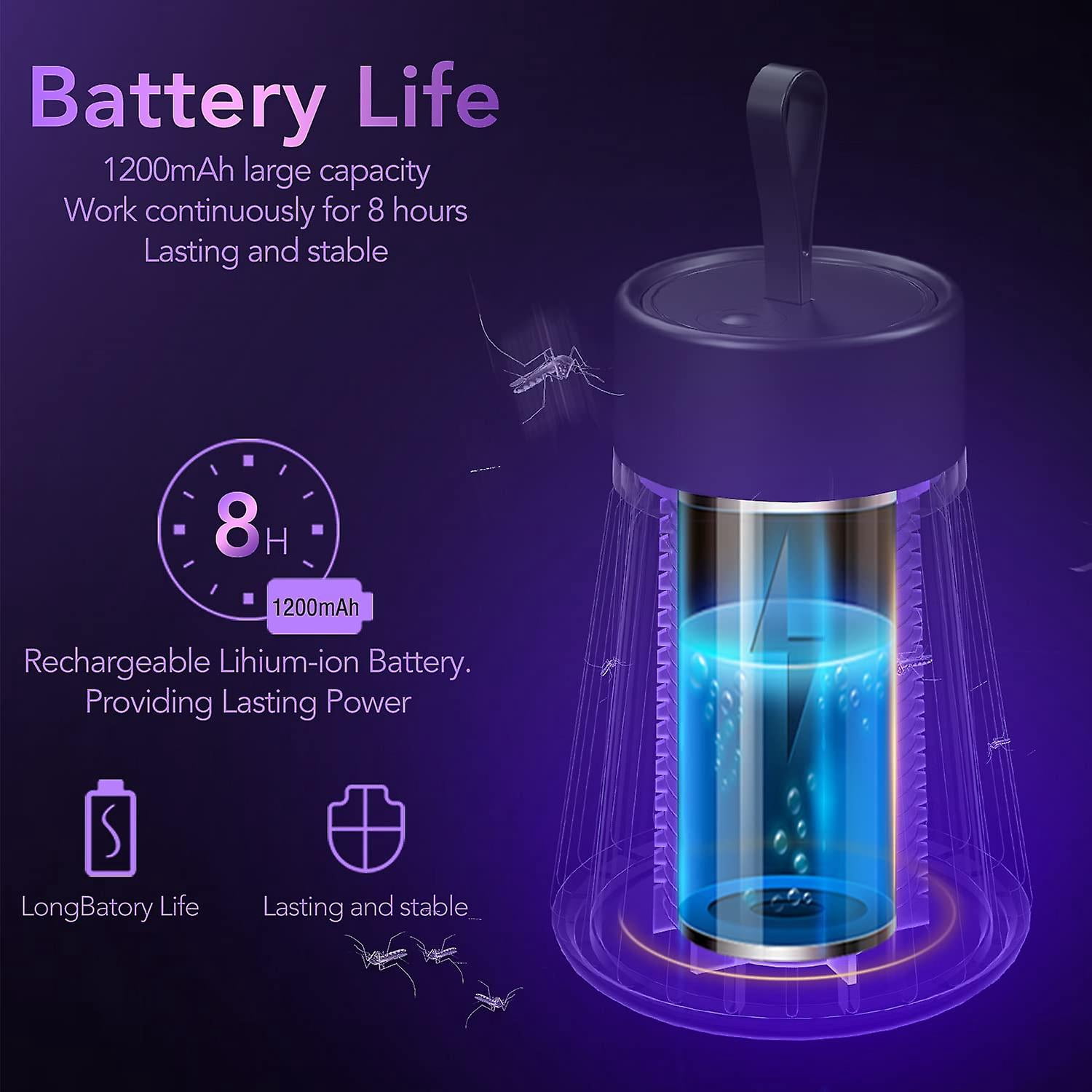 Bug Zapper Mosquito Zapper & Fly Zapper Portable Indoor Bug Zapper Camping Bug Zapper Fly Trap Electronic Fly Zapper Indoor Super-Fast Electric Trap I