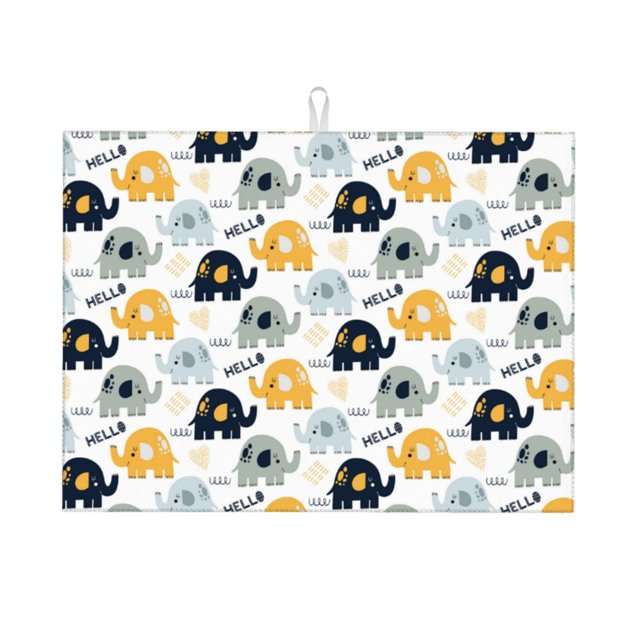 Balery Cute Elephant Alfombrilla de Secado para Cocina, 18x24 Pulgadas, Súper Absorbente para Platos y Encimeras