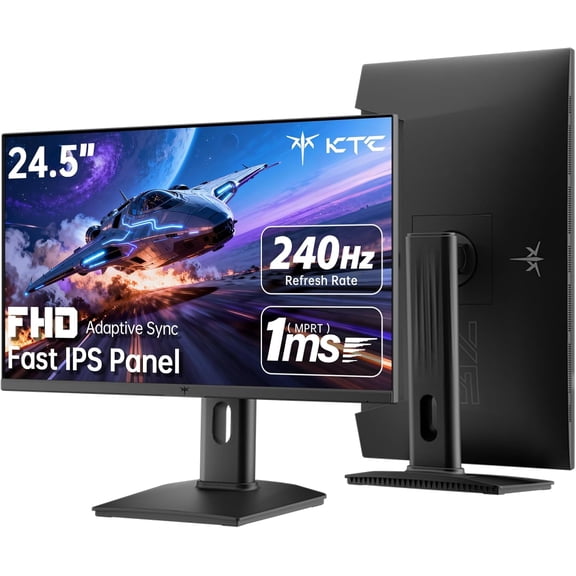 Restored KTC H25T7-3 24.5 " 240Hz Gaming Monitor, FHD 1080p Fast IPS Computer Monitor, 1ms with Adaptive-Sync, HDR400, HDMI x2, DPx1, VESA Mount, Tilt/Pivot/Height Adjustment (Refurbished)