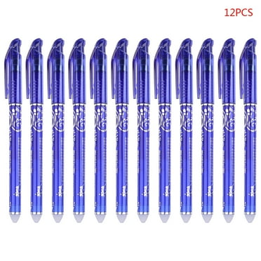 HEMLBOYW 12 Pcs 0.5mm Luxury Erasable Gel Pen Fine Point Blue Ink Slim Ballpoint Home Office Student Writing Exam Stationery Pens Plastic