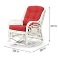 thumbnail image 3 of Malibu Handmade Natural Rattan Living Room Set of Round Coffee Table with glass and 2 Rocking Lounge Chairs with Red Cushions, White Color, 3 of 5