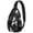 Black Halloween Ghosts-1, variant on Sling Backpack,Black Halloween Ghosts Bats and Stars Sling Bag with Water Bottle Holder,Waterproof Sling Bag for Men/Women with Headphone Jack for Hiking,Travel