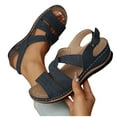thumbnail image 5 of LOVZFMLL Women's Wedge Sandals Hollow Open Toe Ankle Strap Comfort Walking Summer Shoes Casual Outdoor Fashion Footwear for Beach Vacation Travel Navy 6, 5 of 7