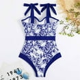 thumbnail image 3 of Traje de baño de una pieza con lazo en los hombros, sujetador con cable Retro, traje de baño de alta elasticidad para mujer, para piscina, playa, natación, 3 of 5
