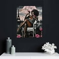 thumbnail image 5 of PIKWEEK Framed Black Girl African American Wall Art Decor Women Pink And Grey Bathroom On Beach Eiffel Tower Abstract Artwork Prints Canvas Painting Pictures Posters For Wall Bedroom Ready To Hang, 5 of 5