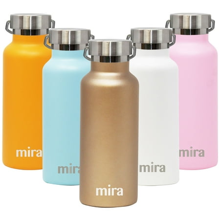 

MIRA 17 oz Stainless Steel Vacuum Insulated Water Bottle | Keeps Your Drink Cold for 24 hours & Hot for 12 hours Does Not Sweat | Large Capacity Sports Water Bottle with 2 Lids | 500 ml Champagne