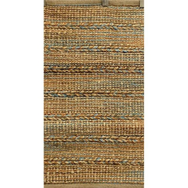 LR Resources RUGSA99640MLT2640 2 ft. 6 in. x 4 ft. Hand-Woven Braided Jute Rectangle Area Rug - Light Blue