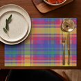 thumbnail image 5 of Multi Color Plaid Checkered Pattern Summer Placemats Table Placemats Set Of 4-Linen Kitchen Washable Placemats Table Mats 11.8"x17.7" Non-Slip Heat Resistant, 5 of 6