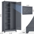 thumbnail image 3 of Metal Storage Cabinet with Lock,72" Garage Storage Cabinets with Hanging Rod & S-Hooks,Large Storage Cabinet with Shelves,Locking Tool Utility Closet for Home,Garage,Utility Room,Dark Grey, 3 of 9
