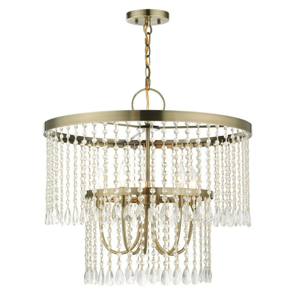 Livex Lighting  Elizabeth Antique Brass 5 Light Pendant Chandelier, 51065-01 - 24"W x 23"H