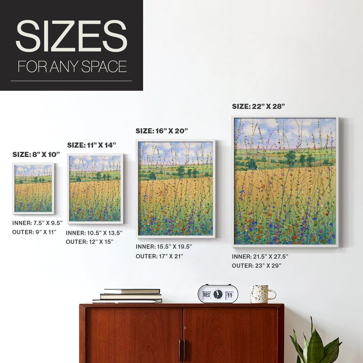 Wildflower Path II Framed Print - Solid Wood in Single Picture Frame Solid Wood 2 Framed Print