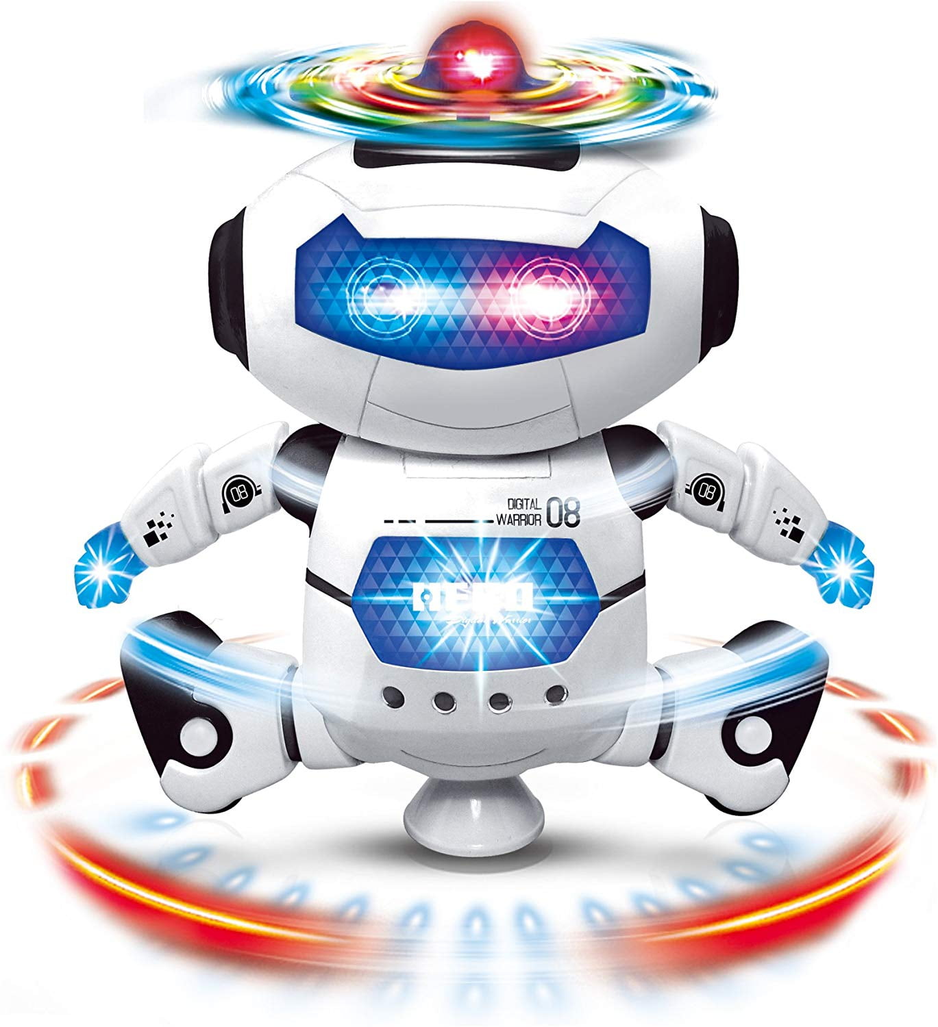 Lonabr Dancing Mini Metal Robot Touch-Sensitive Voice Music Light Toys Gift Kids 