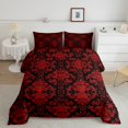 thumbnail image 2 of Erosebridal Teens Damask Skull Comforter Sets Queen Size,Boho Flower Bedding Queen Comforter Set,Gothic Decoration,Reversible,3Pcs, 2 of 8