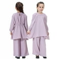 thumbnail image 4 of LYMAYTER Toddler Baby Girls Long Sleeve Shirt Tops and High Waist Pleated Wide Leg Pants Kids Spring Autumn Casual Wide Leg Pants Set 1-12Y, 4 of 10