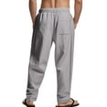 thumbnail image 6 of Atogsazn Men Wide Leg Linen Pants Casual Lightweight Loose Drawstring Pant with Pocket Jogger Outfit Clothing Gray M Fashion, 6 of 8