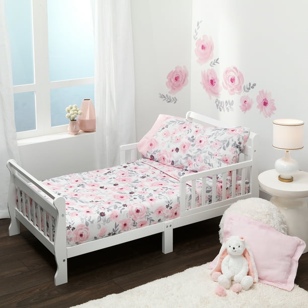 Bedtime Originals Toddler Polyester Bedding Set, King, Pink, 4Pieces