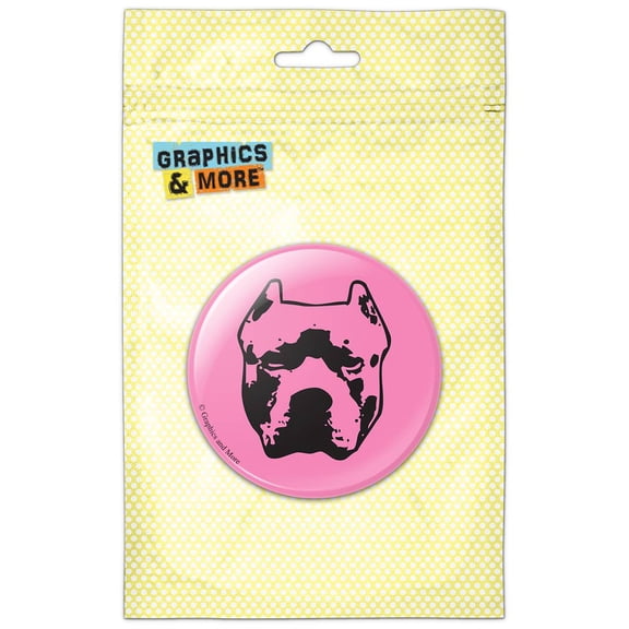 Pit Bull Dog Drawing on Pink Pinback Button Pin Badge