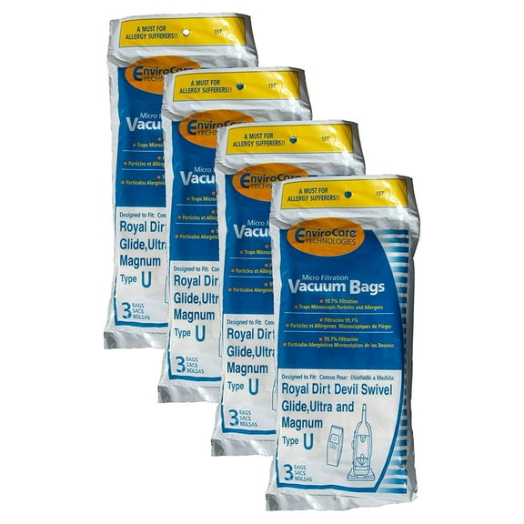 EnviroCare Replacement Micro Filtration Vacuum Bags for Royal Dirt Devil Type U Uprights 12 Pack
