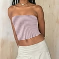 thumbnail image 5 of APEXFWDT Women's Striped Tube Tops Strapless Bandeau Tops Double Lined Slim Fit Summer Y2K Going Out Tank Tops for Girls，XL,Watermelon Red, 5 of 9