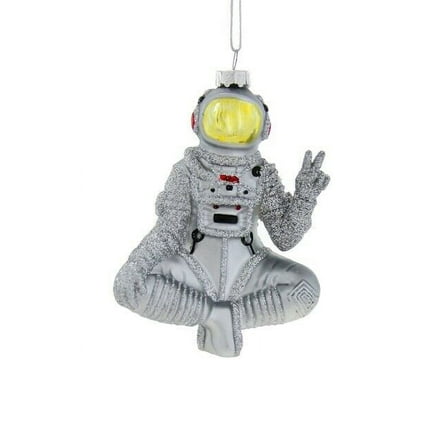 PEACE OUT ASTRONAUT Glass Christmas Ornament, by Cody Foster