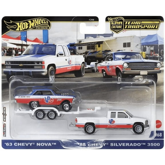 Hot Wheels Team Transport '63 Chevy Nova & '88 Chevy Silverado 3500 VP Racing