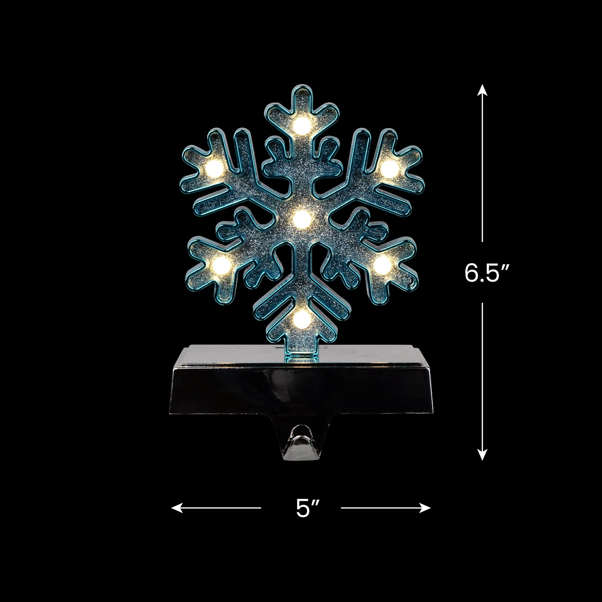 Northlight LED Lighted Glittered Snowflake Christmas Stocking Holder - 6.5" - Blue